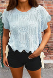 Scalloped trim sweater top