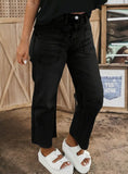 Cropped straight leg black denim
