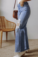 Raw hem straight leg jeans