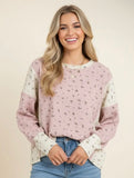 Floral waffle knit pullover