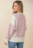 Floral waffle knit pullover
