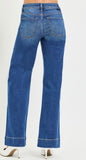 Drawstring wide leg denim