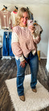 Floral waffle knit pullover