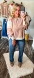 Floral waffle knit pullover