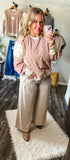 Floral waffle knit pullover