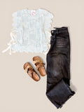Scalloped trim sweater top
