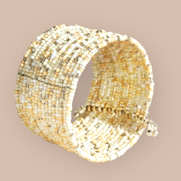 Natural beaded cuff bracelet